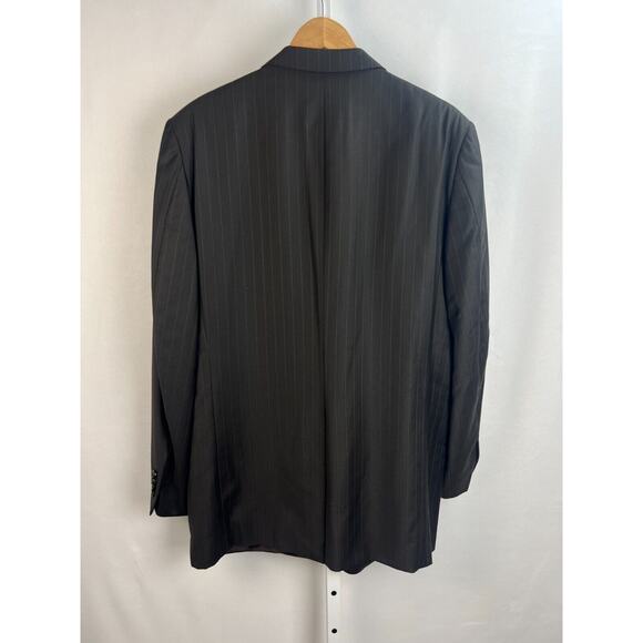 ERMENEGILDO ZEGNA TRANSEASONAL SILK WOOL Black Striped Blazer Jacket 52R, US 42R - Picture 9 of 10